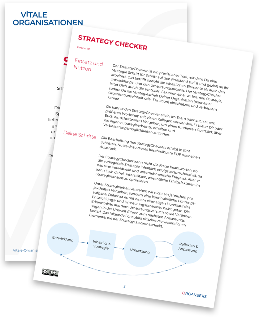 Cover Werkzeug StrategyChecker der Organeers GmbH auf Vitale Organisationen